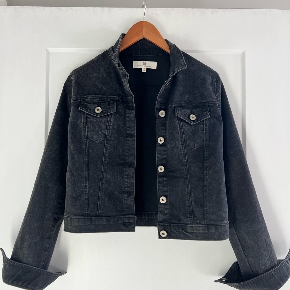 Light Acid Wash Black Denim Jacket